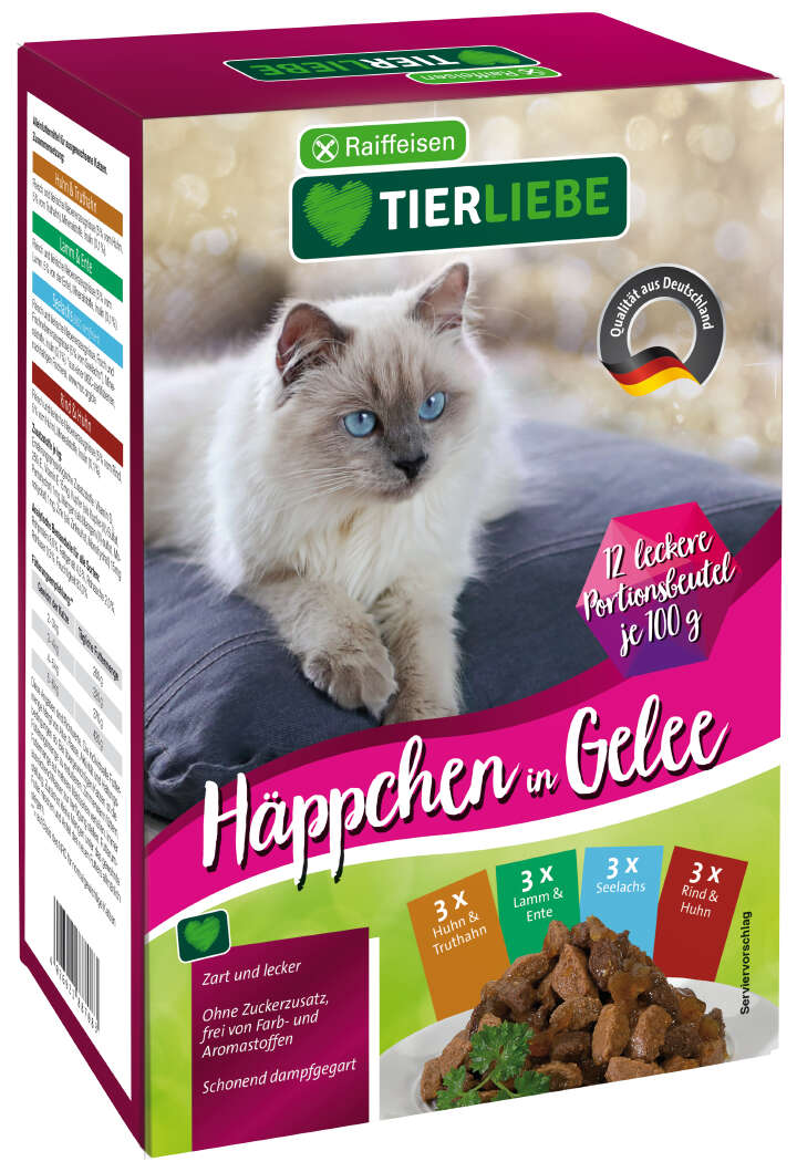 TIERLIEBE Katzen-Nassfutter Häppchen in Gelee